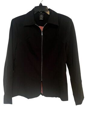 Blazer Jacket Womens Size 8 Black Zip Up George Stretch Career Business